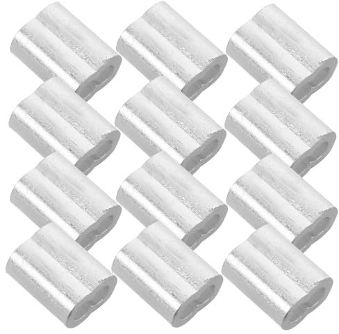 PRETYZOOM 100pieza Manguitos Crimpado Aluminio Doble Orificio Cables Acero Abrazaderas Crimpado Uso Doméstico Industrial