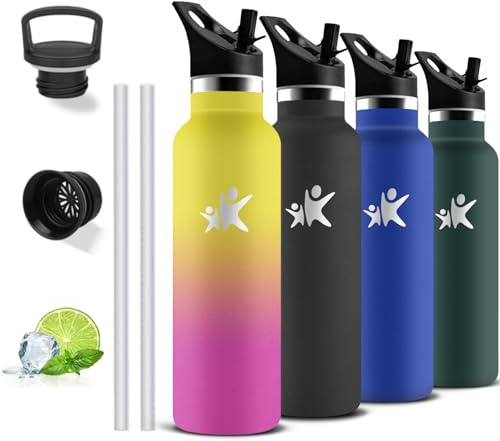 Gourde Isotherme, Gourde 750 ml, Sans BPA, Bouteille Isotherme, Anti Fuite, Bouteille Inox, Double Isolation, Bouteilles Isothermes, Facile à Nettoyer, Gourde Reutilisable, pour Aptitude, Sport