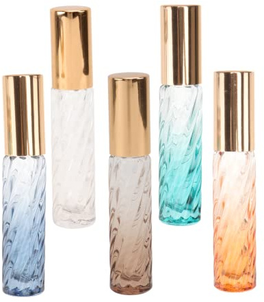 Veemoon 5 pièces Flacons Vaporisateurs Verre à Motif Serpentins pour Huiles Essentielles et Portable Couleur Aléatoire Couleur Aléatoire