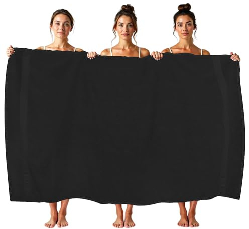 HOUSEGADS Luxury Jumbo Bath Sheet - 600 GSM 100% Ring Spun Cotton - Highly Absorbent and Quick Dry - Extra Large Bath Sheets Towel - Super Soft - Hotel Quality Towels 90 X 180 CM (1, Black)
