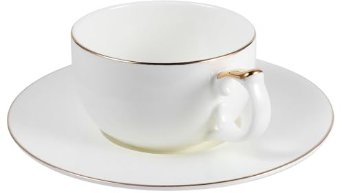 DOITOOL Set Tasse Café Porcelaine avec Soucoupe Tasse à Thé Simple Céramique pour Espresso et Cappuccino Usage Maison et Professionnel