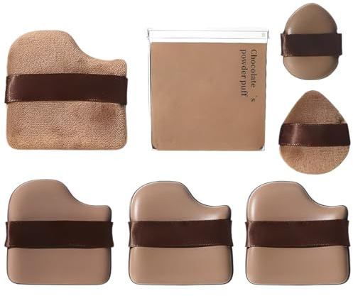 6 pezzi Chocolate powder puff,Makeup Puff, set di sbuffi per fondotinta per trucco rapido color cioccolato, sbuffi per cuscino in spugna per fondotinta bagnati e asciutti