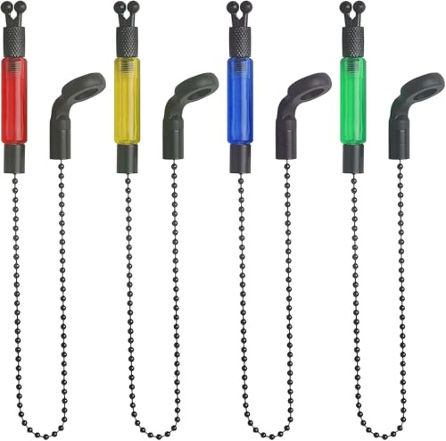 Chtaoxin 4PCS Bite Alarm Bobbins for Night Fishing, 33cm Light Carp Bobbins Swingers, Chain Bite Indicators for Carp Fishing, Carp Accessories Outdoor Rod Illuminated Red Yellow Blue Green