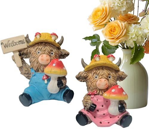 Sulxyi Statue de Vache | 2 Pièces Décorations Festives Mignonnes en Résine - Décoration de Jardin sur Le Thème de la Vache | pour Bureau Jardin Salon Appartement et Cadeau d'anniversaire ou Fête