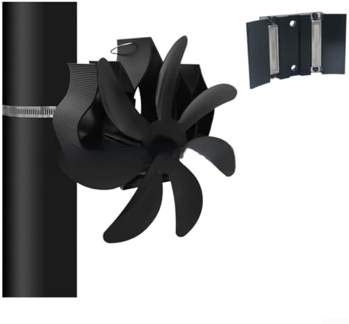 Magnetischer Ofenventilator zur Wandmontage, wärmebetrieben für Holzkamin mit effizientem Luftstrom von 203 CFM und geräuscharmer Aluminiumkonstruktion, Schwarz