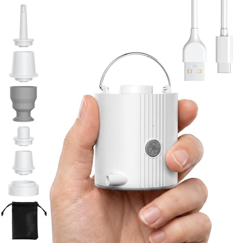 Air Pump for Inflatables Electric Mini Air Pump with 3000mAh Battery USB Rechargeable to Inflate Deflate for Air Bed, Air Mattress, Pool Floats, Vacuum Storage Bags, Swimming Ring, Camping