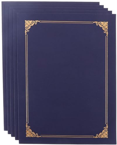 INOOMP 10 Pezzi Cartelle Portadocumenti per Certificati in Carta Blu, Copertine Protettive Orizzontali e Verticali per Diplomi, Titolari di Premi per Ufficio e Casa