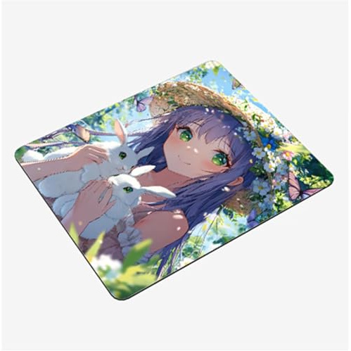 Alfombrilla Ratón Chica Mini Mousepad 40x30cm, Conejo Alfombrilla Gaming, Tapete Escritorio con Bordes Cosidos, Protector Escritorio con Base Goma Antideslizante Oficina Accesorios Gaming S0-1170