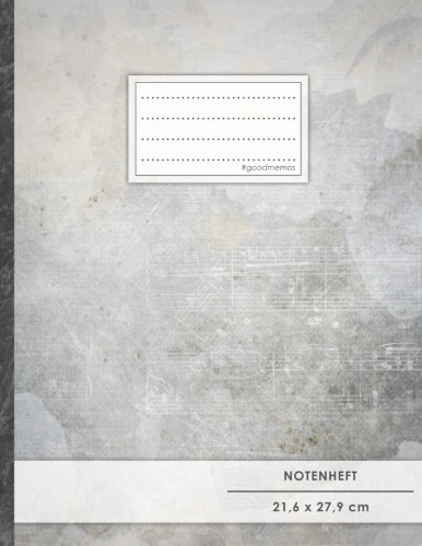 Notenheft: DIN A4 • 48 Seiten, 24 Blatt, 12 Systeme, „Violine“ • Original #GoodMemos Schulheft • Mit Inhaltsverzeichnis und Seitenzahlen, Noten-Lineatur 14