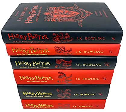 Harry Potter House Gryffindor Edition Series 6 Books Collection Set By J.K. Rowling (Philosopher's Stone, Chamber of Secrets,Prisoner of Azkaban,Goblet of Fire,Order of the Phoenix,Half-Blood Prince)