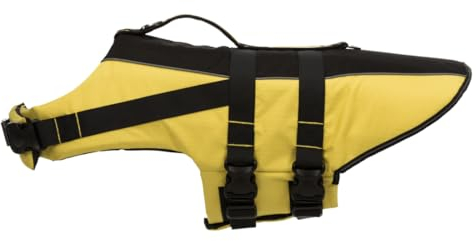 TRIXIE Hunde-Schwimmweste XL: 65 cm (bis 45 kg) neon-gelb – schnell trocknende Rettungsweste Hund mit Rettungsgriff für mehr Sicherheit bei Wasseraktivitäten wie Bootsausflüge & SUB - 30129