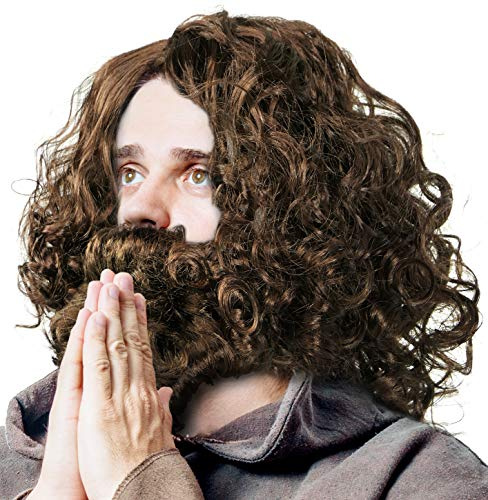 Balinco Jesus Perücke & Bart Kostümzubehör – Toll für Karneval & Fasching, Braun, Prophet Verkleidung, Hirte, Schäfer, Apostel, Jünger, 100% Polyester