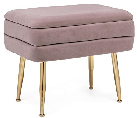 KONTE.DESIGN Panca contenitore PAVLINA tessuto effetto velluto Mauve, 50 x 35 x 42 cm