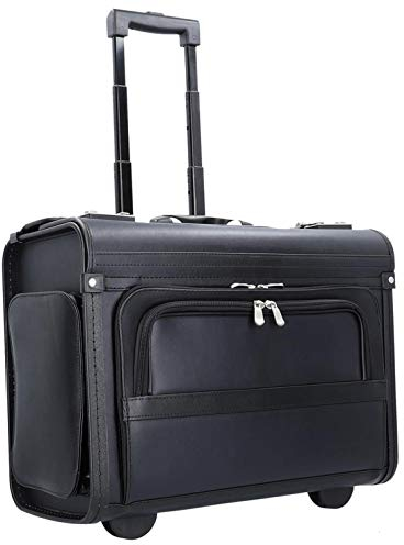 Pilotenkoffer Aktenkoffer Laptop Trolley Koffer Kunstleder Schwarz 48 cm Bowatex