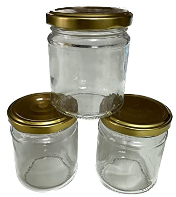 Rubin Set da 60 vasetti in Vetro da 212ml con Tappi Colore Oro