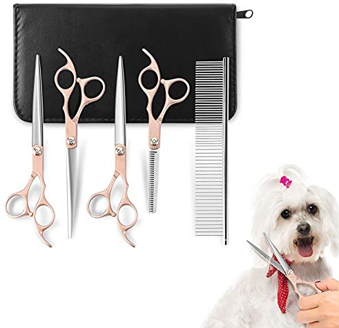 Fellschere Hundepflege Scheren Set, Scheren Set Friseur Hundeschere Fellschere Für Tiere, Professionelle Hundeschere Scharfe Hunde Fellscheren Zum Schneiden Mit Dünner Werdender Ge
