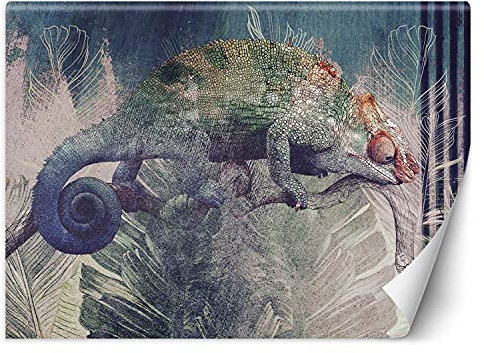 Feeby Fotomurales Abstracto Camaleón 100x70 cm Verde Tejido No Tejido Papel Tapiz Fotográfico Decorativos Murales Dormitorio Oficina Hotel Spa Animal Naturaleza Exótico