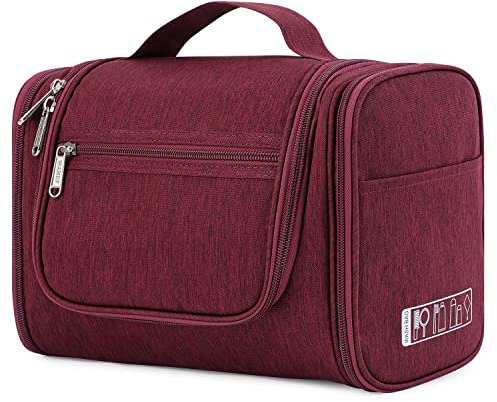 WANDF Groß Waschtasche, Kulturtasche zum Aufhängen für Damen, Kulturbeutel Herren Gross, Waschbeutel für Camping Reisen für Kinder Frauen Mann (Rot)