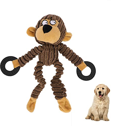 Hundespielzeug Quietschend Quietschspielzeug Hunde Kauspielzeug Zahnpflege Hundekauspielzeug Zahntraining Plüschhundespielzeug Langlebig Welpenspielzeug für Welpen große mittelgroße Hunde (Affe)
