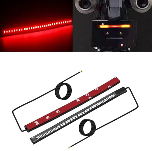 YONGMING 12V Car Led Brake Light Strip Motorcycle Running Tail Stop Turn Signal Flexible Led Light Red and Yellow，Pack of 2