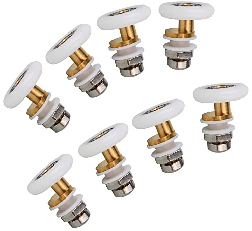Cokritsm Duschdörrshjul 27 mm, 8 st reservrullar för duschdörrar, rullar för duschdörrar, duschkabinrullar reservdelar för badrum glasdörrar 4–6 mm