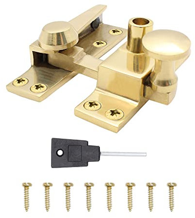 EAI Lockable Sash Window Fastener | Rust & Corrosion Resistant | Polished Brass
