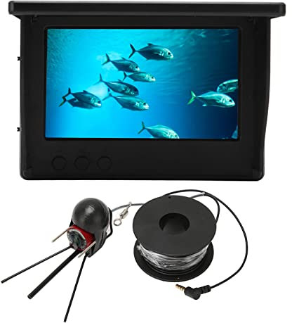 Videocamera per la Pesca Subacquea, Videocamera Portatile per Ecoscandaglio HD Fotocamera Impermeabile con Monitor LCD da 4,3 Pollici per la Pesca in Kayak in Barca Sul Mare (15 m / 16,4 yd Spina UE)
