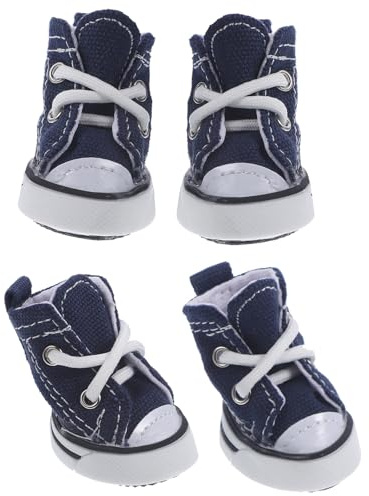 FRCOLOR 4 Stück Haustier-Sneaker-Schuhe xs hundeschuhe Haustierstiefel Haustier Hund Turnschuhe Freizeitschuhe schnüren Denim-Hundeschuhe warm halten Sportschuhe Haustierschuhe