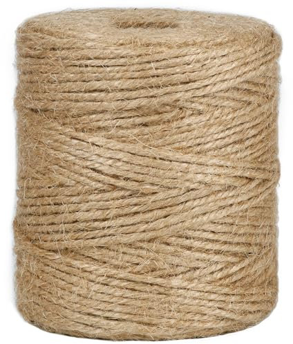 tenn well 3mm Jute Garden String, 200m Long Natural Jute Twine Brown String for Gift Wrapping, Gardening Floristry and Crafts Decoration