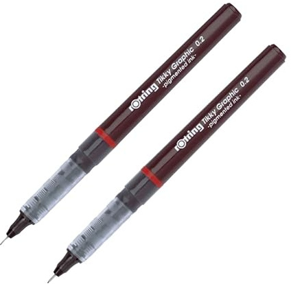 rOtring Tikky Graphic Fineliner Stift, 0,20 mm, 2 Stück, schwarze Tinte
