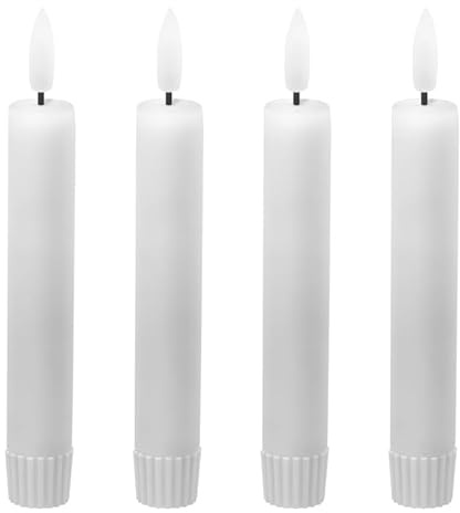 LED Universum - 2er Set LED Echtwachs Stabkerzen weiß 15cm warmweiß für 1 x AAA Batterie je Kerze (nicht enthalten) Tischdekoration für Hochzeit, Weihnachten, Feste, Partys (weiß 15cm - 4er Set)