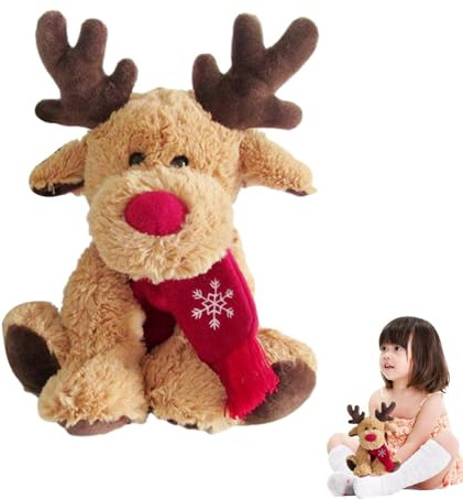 Nybhyjka Plüschtier Rentier Weihnachten 11,8 Zoll, weiches Weihnachtsspielzeug, weiches Plüschkissen mit Elch, Weihnachtsplüsch, Hirschplüsch, Sammlergeschenke aus Weihnachtsplüsch
