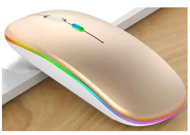 Générique Souris sans Fil Bluetooth, 2,4G, Ergonomique, 7 Couleurs Rétro-éclairées RVB, Connexion USB sans Fil (Or - doré)