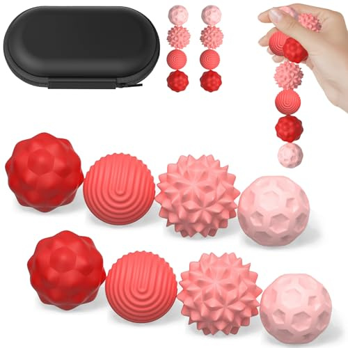 8 Bolas Magnéticas Anti-Estrés - Juguete Sensorial para Adultos y Niños, Alivia Ansiedad y Estrés con Acupresión y Fricción, Ideal para Fidgeting y Relajación (Rosa)
