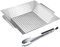 IRSTBL - BBQ Grill Basket with 12 Tongs – 30 x 35 cm Stainless Steel Grilling Tray for Veg, Meat & Fish – Non-Stick, Dishwasher Safe, for Gas & Charcoal Barbecues