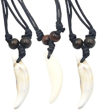 MOPZIJA 3PCS Haifischzahn Kette, Surfer Kette, Haifischzähne Anhänger-Halsketten, Unisex, Tribal Stil, Grau, Harz, gewachstes Seil, Kordel, Erwachsene, Teenager, Kinder