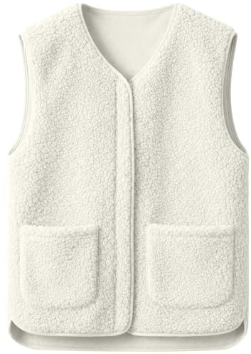 Yutdeng Chaleco de Forro Polar para Mujer Elegante Corto Chaleco Mujer Invierno Otoño Termico Chalecos de Peluche Cálido Abrigo sin Mangas Chaqueta Felpa Cárdigan Ligero Jacket Bolsillos Cremallera