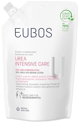 10% UREA LOCIÓN CORPORAL DE EUBOS UREA CUIDADO INTENSIVO para rellenar: loción corporal para pieles muy secas | Alivia el picor y alisa la piel visiblemente | 400ml