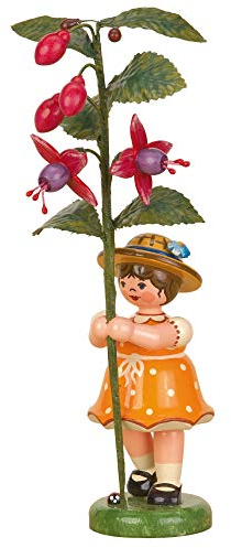 Hubrig Blumenkinder 17cm Mädchen mit Fuchsie Erzgebirge
