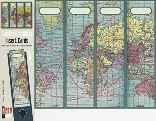 Design Ordner-Rückenschilder zum Einstecken - Motiv Map of the world - für breite Din A4-Ordner, original von File Art
