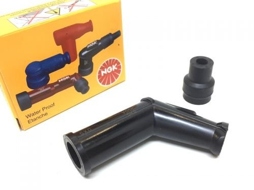 V05E Zündkerzenstecker 45 Grad gebogen, wasserdicht und entstört (5 KOhm) passend für Aprilia, Derbi, Gilera, Piaggio Modelle Motorrad Moped Roller