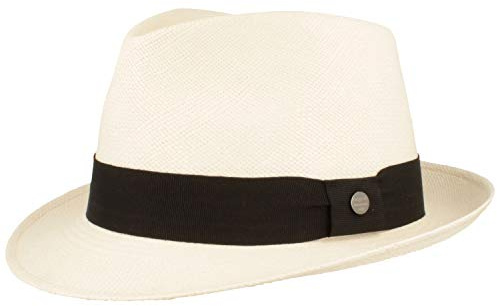 Breiter ORIGINAL Panama-Hut | Stroh-Hut | Sommer-Hut aus Ecuador – Schmaler Trilby - Handgeflochten, UV-Schutz, Bruchschutz