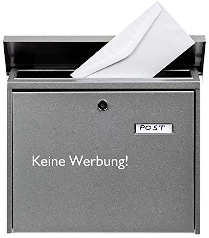 timalo® Aufkleber für den Briefkasten - Keine Werbung! - 68031-KW-weiss für außen geeignet - Beschriftung selbstklebend - Buchstaben wie aufgemalt (weiß)
