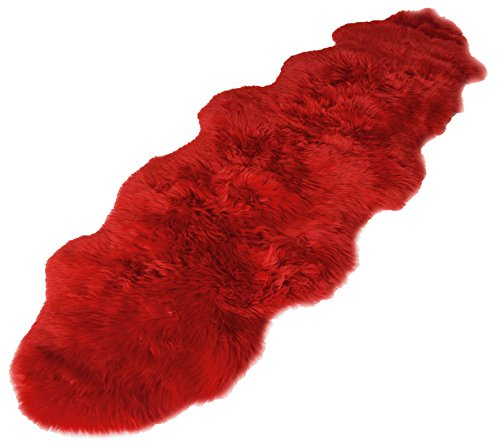Lammpäls/fårskinn / sängmatta/fåtöljupplaga extra stor 220 x 70 cm olika färger (röd)