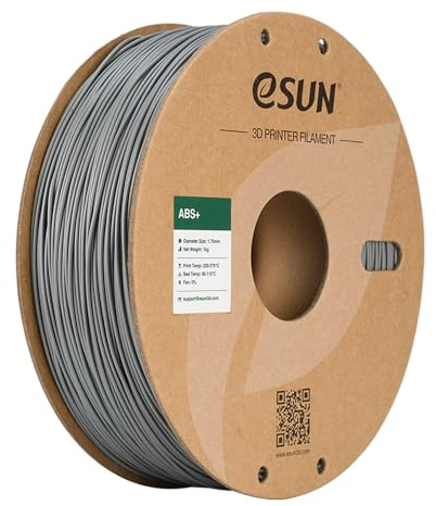 eSUN ABS+ Filament 1.75mm, 3D Drucker Filament ABS Plus, Maßgenauigkeit +/- 0.05mm, 1kg Spule (2.2 LBS) , Silber