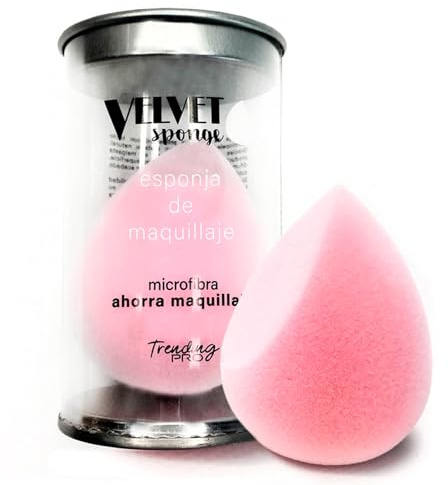 TRENDING PRO velvet make-up sponge - esponja de maquillaje de microfibra - acabado aterciopelado - cobertura uniforme - uso en seco y húmedo - sin látex - formato ergonómico