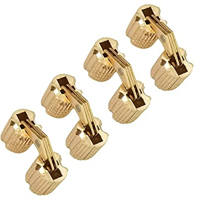 Jadeshay 4 Stück Messing Versteckte Barrel Scharnier Unsichtbar Verdeckte Kupfer Scharnier mini scharniere tonnenscharnier für DIY Schmuckkästchen, Holzkiste, Schmuck-Box
