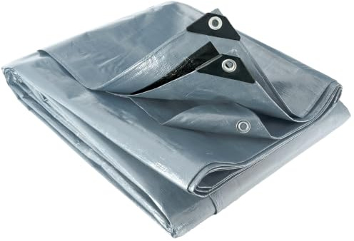 WERKA PRO Bâche Multifonctions Grise et Noire 200 g/m² - Protection Extérieure pour Bois, Véhicules et Matériel - 4 x 6 m - Traitée Anti UV - Œillets Renforcés