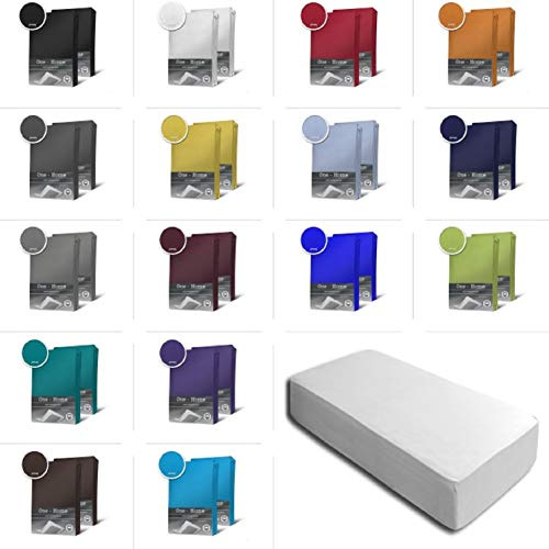 one-home 2er Set Jersey Spannbettlaken Spannbetttuch Baumwolle Topper Boxspringbett Laken, Größe:90x200 cm - 100x200 cm, Farbe:Weiß