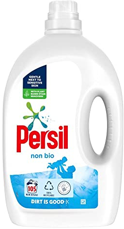 Persil Non Bio 100% recyclable bottle Laundry Washing Liquid Detergent tough on stains, gentle next to sensitive skin 105 wash 2.835 l